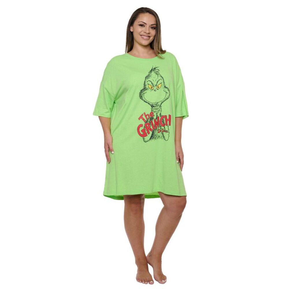 New Womens & Womens Plus Size The Grinch Sleep Shirt Nightgown Sleep Shirt Green
